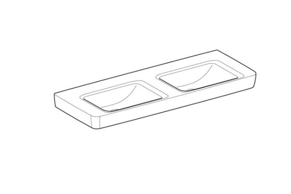 Geberit Renova Plan Doppel-Waschtisch ohne Hahnloch, ohne Überlauf, 130x48cm, weiß_2