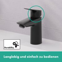 Vorschau: Hansgrohe Logis Waschtischarmatur 100 mit Zugstangen-Ablaufgarnitur, schwarz matt