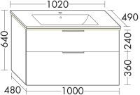 Vorschau: Burgbad Eqio Slim Keramik-Waschtisch 102cm & Unterschrank mit LED Beleuchtung