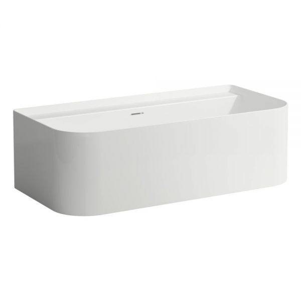 Laufen Sonar Badewanne aus Sentec (Mineralwerkstoff) Oberfläche Satin mit Wandanschluss, weiß