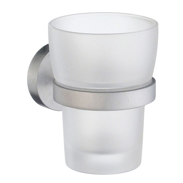 Smedbo Home Zahnputzbecherhalter mit mattem Glas, chrom gebürstet HS343 