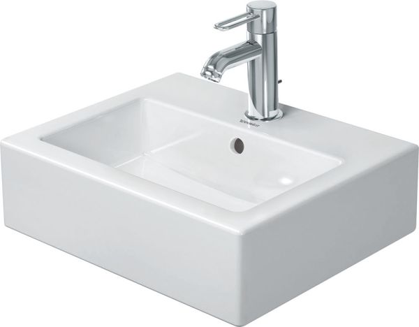 Duravit Vero Handwaschbecken rechteckig 45x35cm, mit 1 Hahnloch, mit Überlauf, WonderGliss, weiß 07044500001