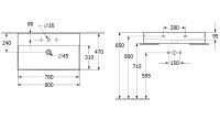 Vorschau: Villeroy&Boch Memento 2.0 Aufsatzwaschtisch 80x47cm, 1 Hahnloch, Technische Beschreibung