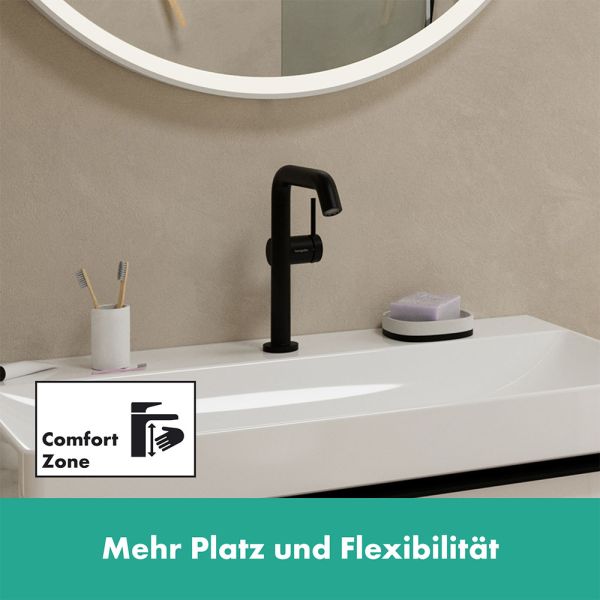 Hansgrohe Tecturis S Waschtischarmatur 210 Fine CoolStart wassersparend+ Push-Open, schwarz matt