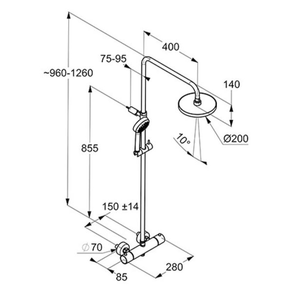 Kludi Logo Thermostat Dual Shower System, Kopfbrause Ø20cm, chrom
