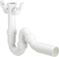 Viega Spültisch-Röhrengeruchverschluss mit 2 Abwasserschlauchanschlüssen 1 1/2 x 50, weiß