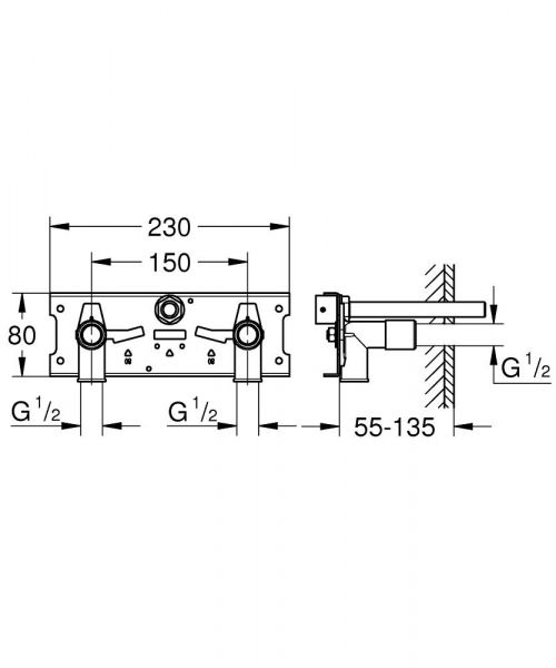 Grohe Eurosmart CE Thermostat-Rohbauset, 230 V für Waschtisch-Wand-Thermostate