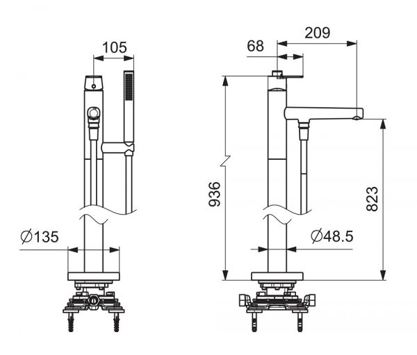 Hansa Hansastela Fertigmontageset Einhand-Wannen-Batterie, bodenstehend, chrom