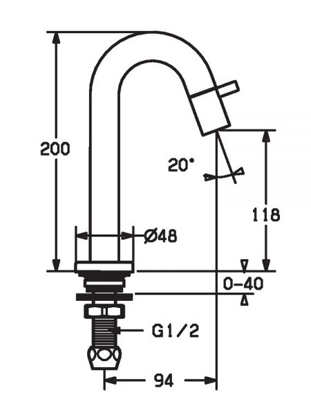 Hansa Hansanova Waschtisch-Standventil, für Kalt- oder Mischwasser-Anschluss, 94mm, schwarz matt