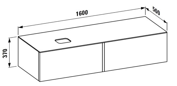 Laufen IL BAGNO ALESSI ONE Schubladenelement 1600, Ausschnitt links, techn. Zeichnung