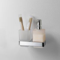 emco loft Glashalter mit Seifenspender und Mundglas, Kristallglas satiniert, chrom 053100100