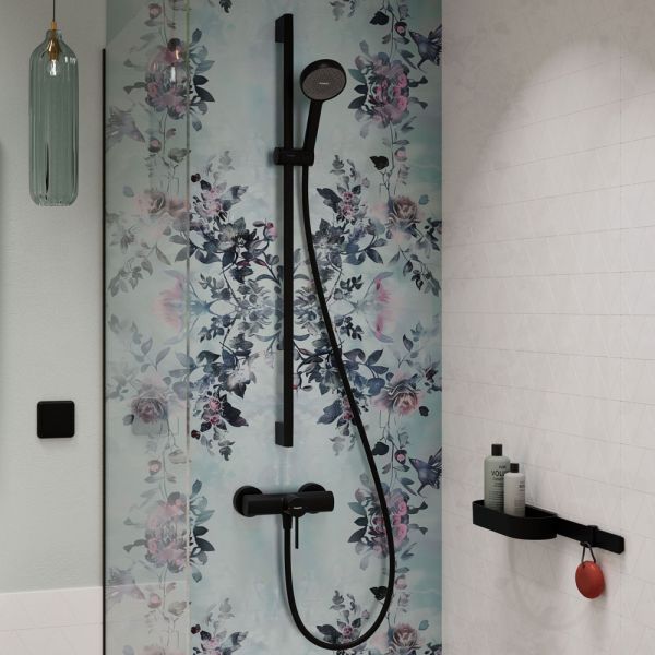 hansgrohe Activera S Duschset 95 1jet EcoSmart mit Duschstange 90cm, schwarz matt