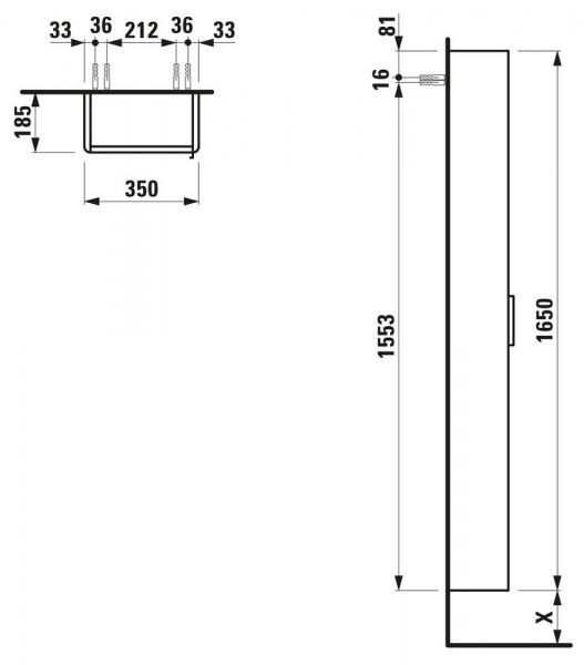 Laufen Base VAL Hochschrank mit 1 Tür, Türanschlag rechts