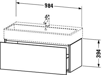 Duravit L-Cube Waschtischunterschrank wandhängend 98x46cm mit 1 Schublade für Vero Air 235010, techn. Zeichnung