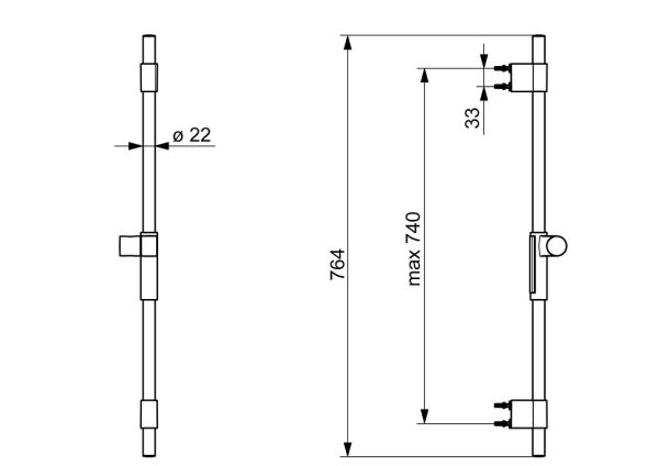 Hansa Hansaactivejet Wandstange 720mm, chrom 04780200