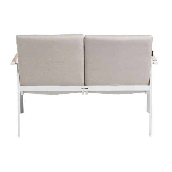 KETTLER DINING DIAMOND Lounge 2er Bank Sunbrella®, weiß matt/ natte linen