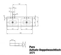 Vorschau: Kaldewei Puro Aufsatz-Doppelwaschtisch 130x46x12cm, mit Perl-Effekt, Mod. 3171