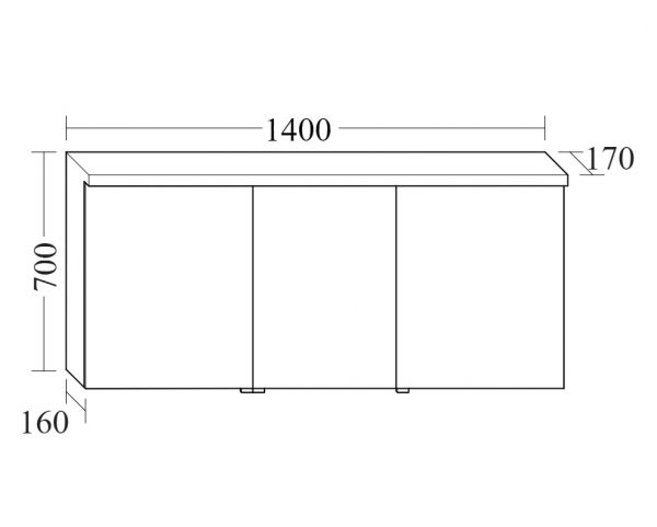 Burgbad Lin20 Spiegelschrank mit horizontaler LED-Beleuchtung und 3 Spiegeltüren, dimmbar, 140x70cm SPQK140LF5351