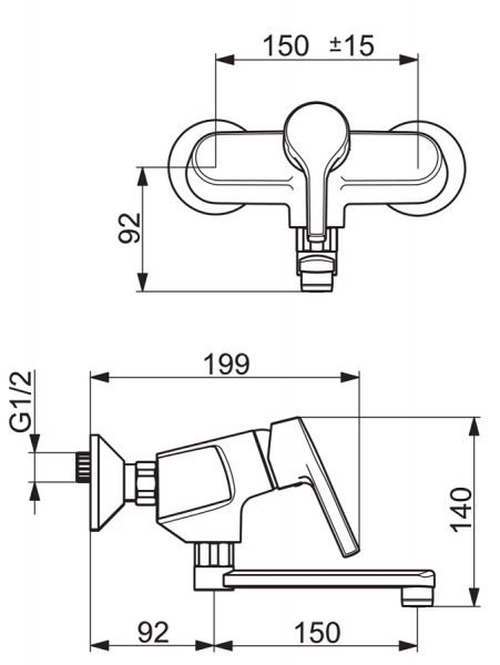 Hansa Hansapaleno Waschtisch-Einhand-Wandbatterie, Ausladung 242mm, chrom