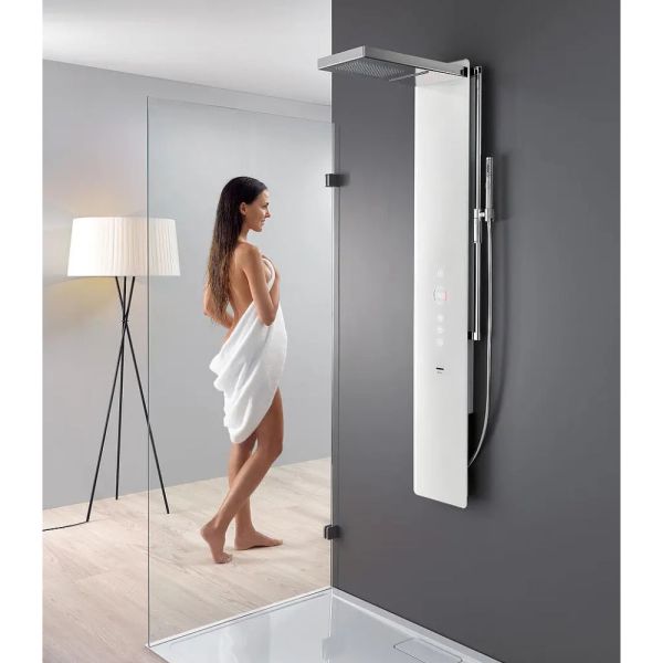 WimTec OCEAN P10 - HyPlus PRO 12 V Elektronisches Duschpaneel, Glas weiß 138818