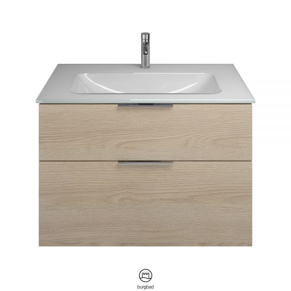 Burgbad Eqio Glas-Waschtisch 92cm mit Waschtischunterschrank, 2 Auszüge