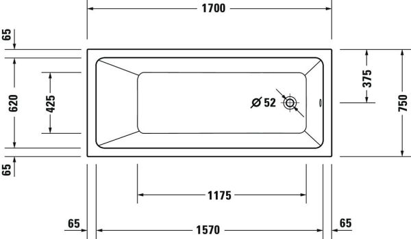 Duravit No.1 Rechteck-Badewanne 170x75cm, weiß