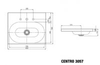Vorschau: Kaldewei Centro Aufsatzwaschtisch, 1 Hahnloch, ohne Überlauf, 60x50x12cm, weiß Perl-Effekt Mod.3057