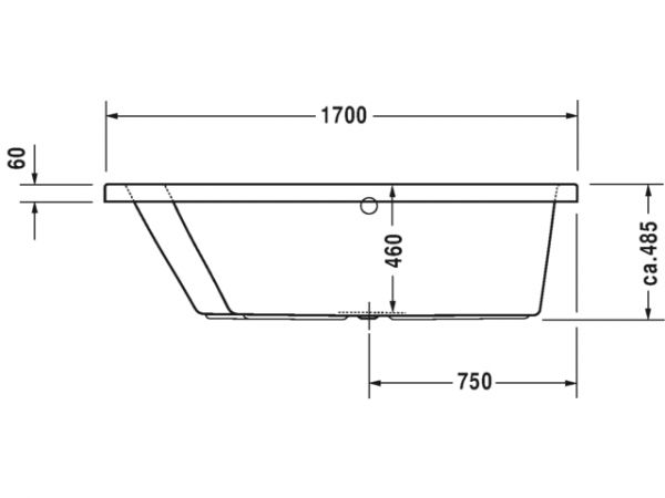 Duravit Paiova Badewanne Einbauversion, mit einer Rückenschräge links, 170x100cm, weiß