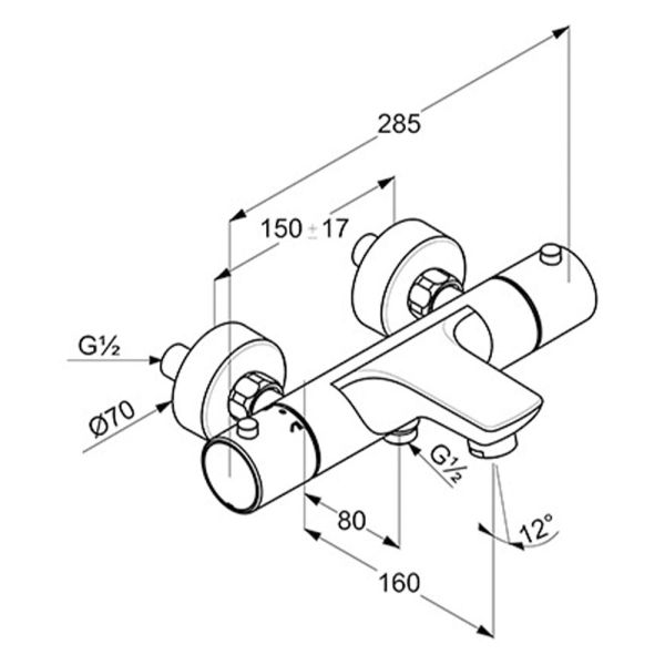 Kludi Objekta Thermostat Wannenfüll- und Brausearmatur, chrom