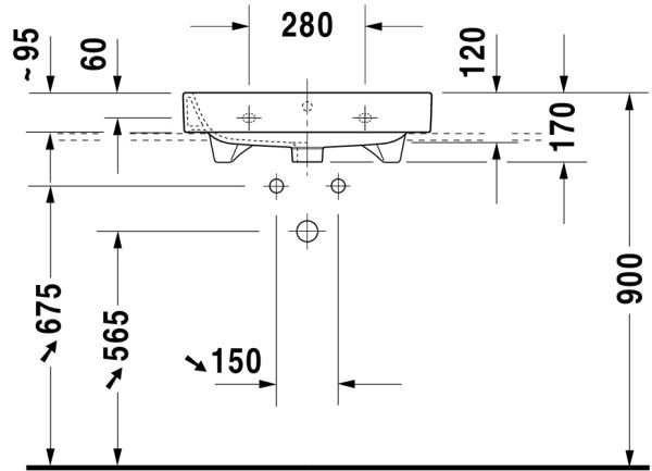 Duravit Happy D.2 Waschtisch 60x50,5cm, mit Überlauf, mit Wondergliss, weiß 23186000001