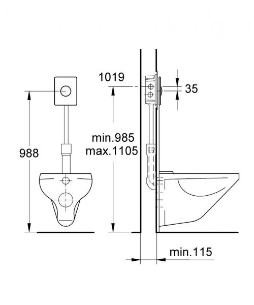 Grohe Skate WC-Betätigung, mit Druckknopfbetätigung, senkrechte Montage