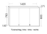 Vorschau: Burgbad rl20 Spiegelschrank 142x80cm mit Lichtrahmen, Wandeinbau, Türanschlag rechts SPVL140RF6947 Vorschau: Burgbad rl20 Spiegelschrank 142x80cm mit Lichtrahmen, Wandeinbau, Türanschlag rechts SPVL140RF6947