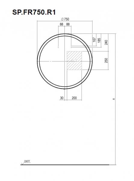 Alape SP.FR750.R1 Spiegel Ø75cm, umlaufend indirektes LED-Licht, schwarz matt