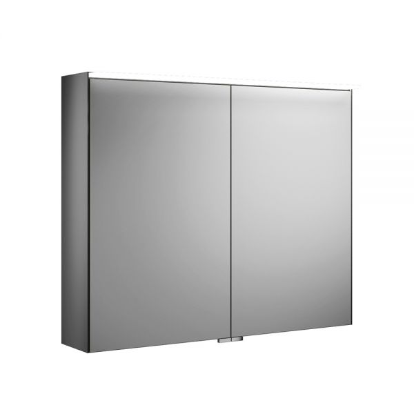 Burgbad Essence Spiegelschrank mit horizontaler LED-Beleuchtung und 2 Spiegeltüren, 80,6x67cm