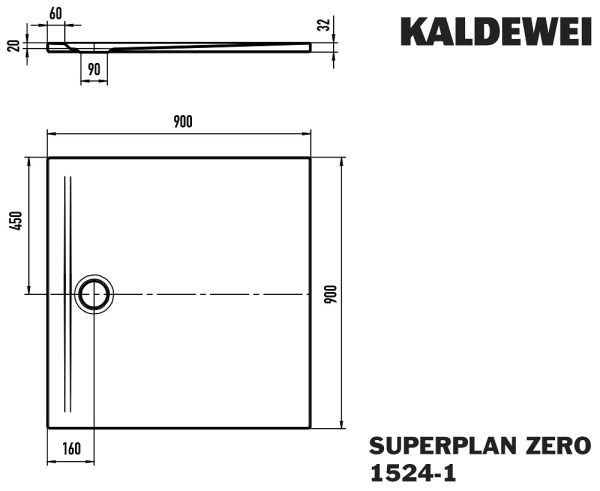 Kaldewei Superplan Zero bodenebene Quadrat-Duschwanne 100x100cm Mod. 1534-1