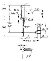 Vorschau: Grohe Essence Waschtischbatterie S-Size mit Ablaufgarnitur, Energie-Spar-Funktion, chrom