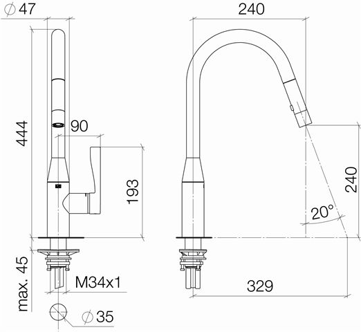 Dornbracht Sync EHM Pull-Down mit Brausefunktion