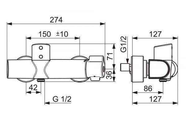 Hansa Hansaclinica Brause-Elektronik-Thermostat-Batterie, Batteriebetrieb, chrom