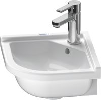 Vorschau: Duravit Starck 3 Eck-Handwaschbecken 43x38cm, mit Hahnloch, mit Überlauf, WonderGliss, weiß 07524400001