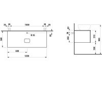 Vorschau: Laufen IL BAGNO ALESSI One Schubladenelement 1200, Hahnloch, Ausschnitt Mitte, zu WT H818975/6/7/8