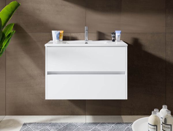 RIHO Porto Slim Waschtisch mit Unterschrank 80x36cm & LED-Spiegelschrank