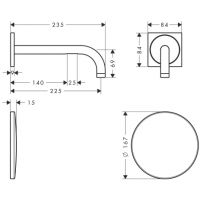 Vorschau: Axor Uno Elektronik-Waschtischmischer Unterputz mit Auslauf 225mm für Wandmontage