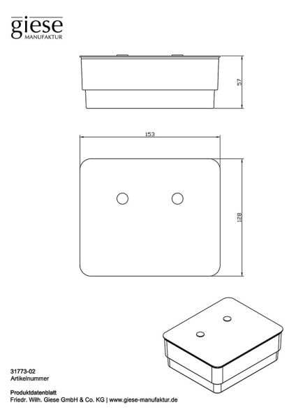 Giese WC-Uno Glasbehälter für Feuchtpapier, Standmodell, chrom