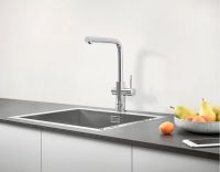 Vorschau: Grohe Blue Professional Küchenarmatur mit Filterfunktion & Sprudelfunktion, herausziehbar, L-Auslauf 31326002 chrom Spüle