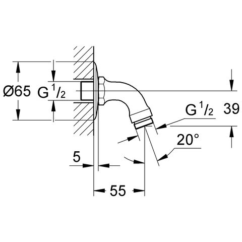 Grohe Relexa Brausearm 5,5m, chrom