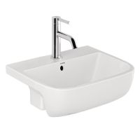 Vorschau: Kludi RESA Halbeinbau-Handwaschbecken 42x35cm mit Hahnloch und Überlauf, weiß 57W0243