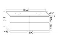 Vorschau: Burgbad Lin20 Waschtischunterschrank 160cm mit Konsolenplatte, 4 Auszüge, wandhängend SGIH160F5351