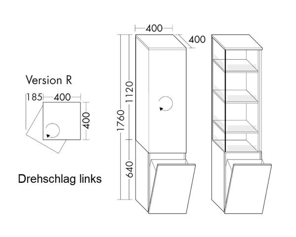 Burgbad Sys30 MagicTwist Drehschrank mit Wäschekippe