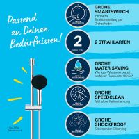 Vorschau: Grohe QuickFix Vitalio Start 110 Brausestangenset eckig 60cm, Handbrause 2 Strahlarten, chrom