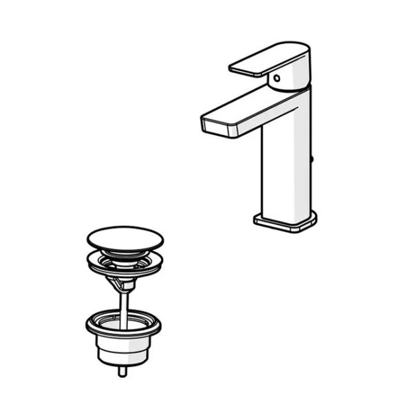 Hansa Hansastela Eco Waschtisch-Einhand-Einlochbatterie mit Push-Open Ablaufgarnitur, chrom